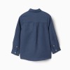 Shirt in linen with roll-up sleeves You&Me for boys, blue