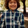 Long sleeve checked cotton shirt B&S for boys, blue/green/beige
