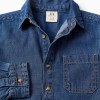 Long sleeve denim shirt with chest pocket for boys, blue