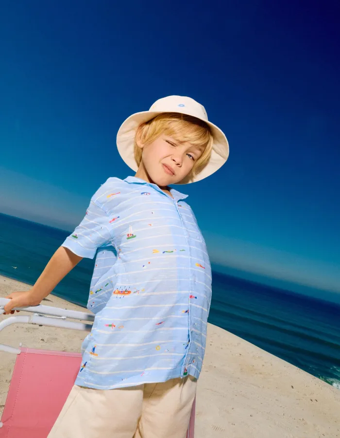 Cotton shirt with print Carolina Celas x Zippy for boys, light blue