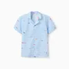 Cotton shirt with print Carolina Celas x Zippy for boys, light blue
