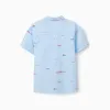 Cotton shirt with print Carolina Celas x Zippy for boys, light blue