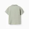 Short sleeve shirt in double gauze cotton for boys, light green