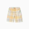 Cotton Checked Shorts for Boys 'B&S', Yellow