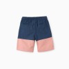 Bicolour Twill Shorts for Girls, Blue/Pink