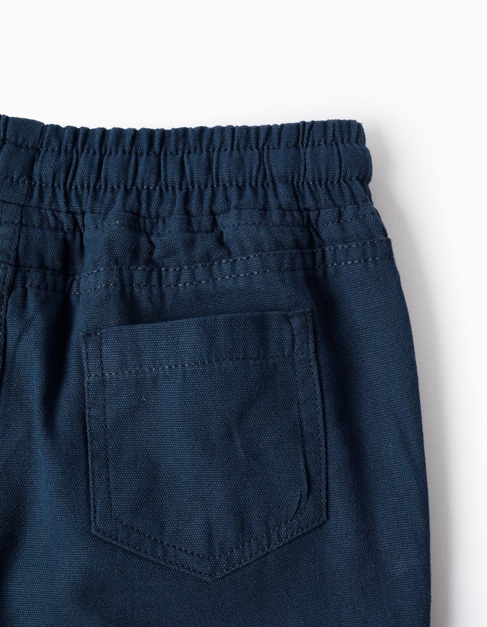 Bicolour Twill Shorts for Girls, Blue/Pink