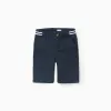 Twill chino shorts with striped tape for boys, dark blue