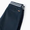 Twill chino shorts with striped tape for boys, dark blue