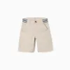 Twill chino shorts with striped tape for boys, light beige