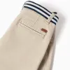 Twill chino shorts with striped tape for boys, light beige