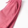 Midi poplin shorts with drawstring and pockets for boys, dark pink