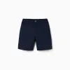 Midi chino shorts in poplin for boys, dark blue