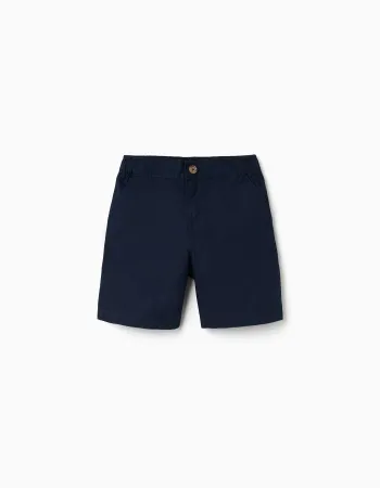 Midi chino shorts in poplin for boys, dark blue