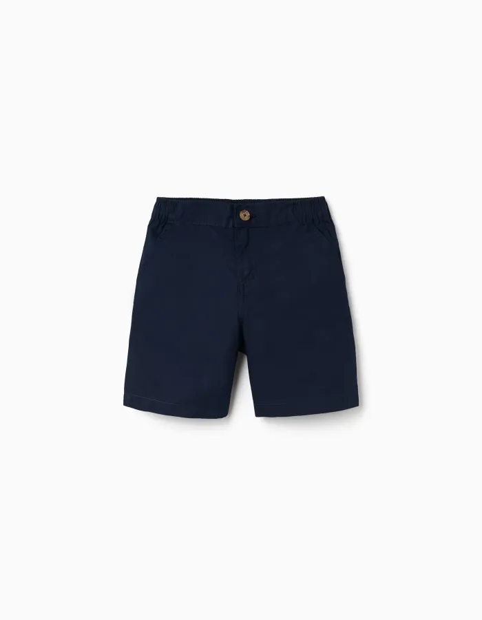 Midi chino shorts in poplin for boys, dark blue