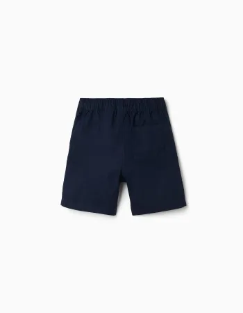 Midi chino shorts in poplin for boys, dark blue