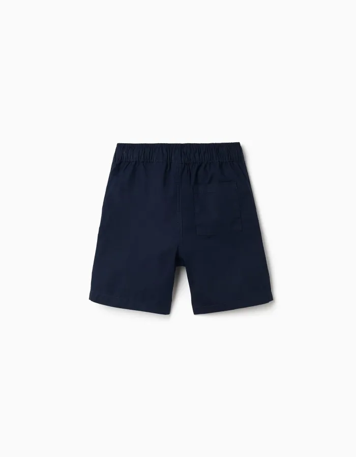 Midi chino shorts in poplin for boys, dark blue