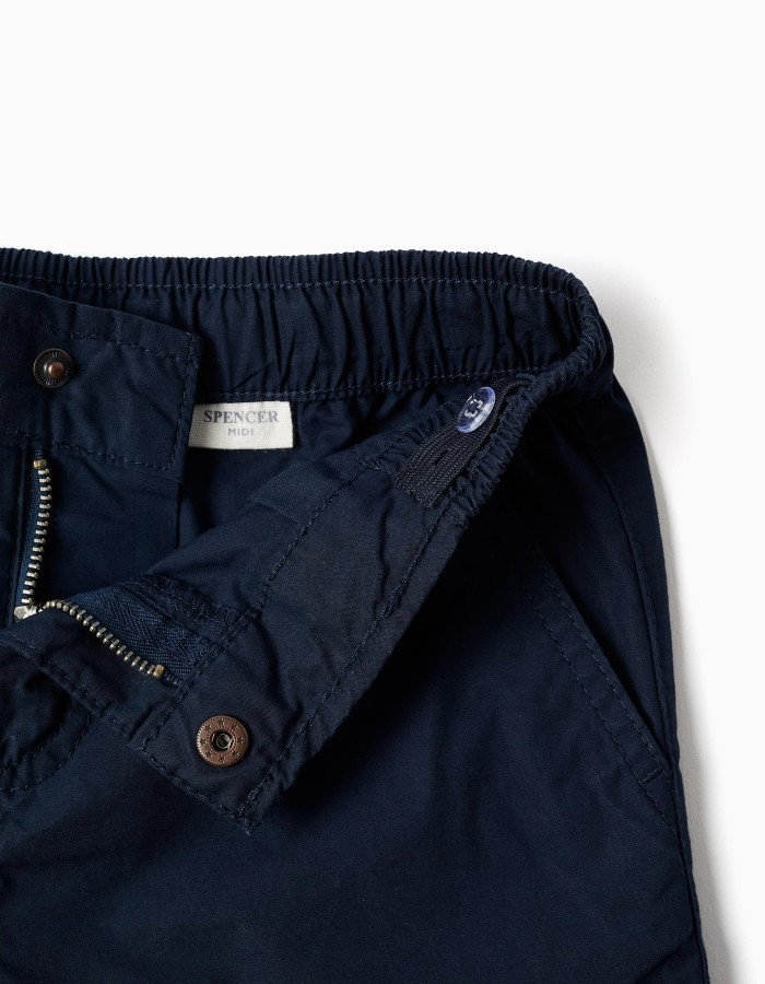 Midi chino shorts in poplin for boys, dark blue