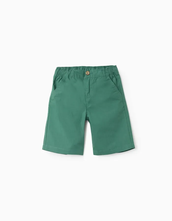 Midi chino shorts in poplin for boys, green