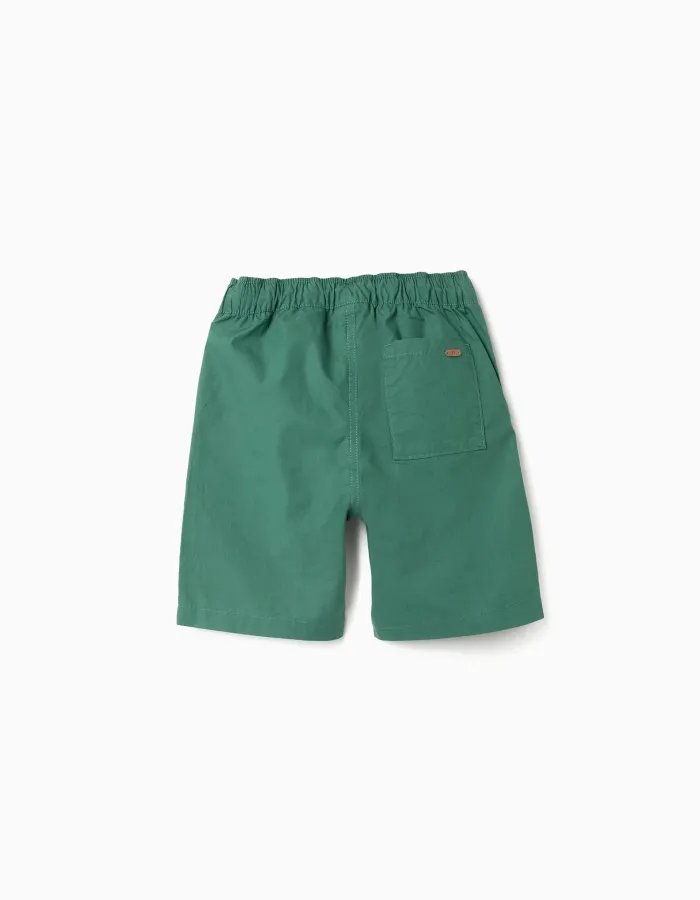Midi chino shorts in poplin for boys, green