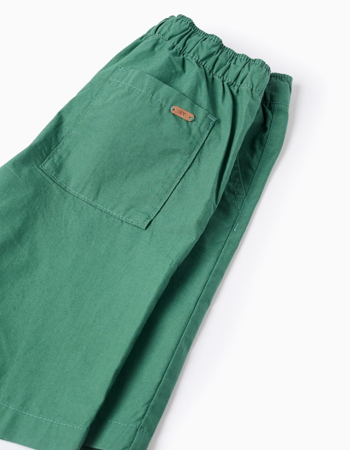 Midi chino shorts in poplin for boys, green