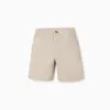 Midi chino shorts in poplin for boys, light beige