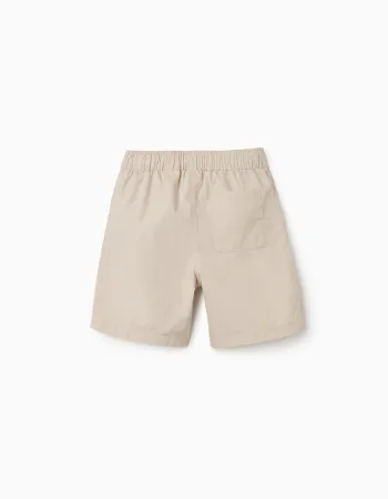 Midi chino shorts in poplin for boys, light beige
