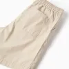 Midi chino shorts in poplin for boys, light beige