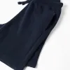 Dark blue terry shorts with drawstring and side pockets for boys