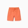 Cotton shorts with drawstring and side pockets for boys, orange