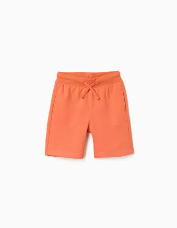 Cotton shorts with drawstring and side pockets for boys, orange