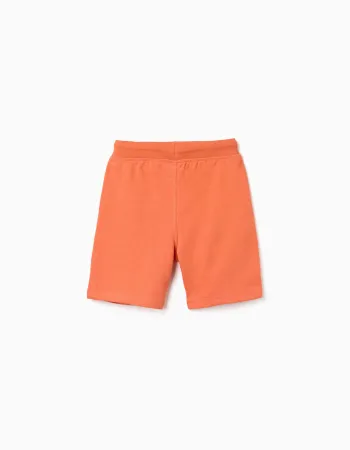 Cotton shorts with drawstring and side pockets for boys, orange