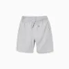Fleece shorts with drawstring and side pockets for boys, light grey