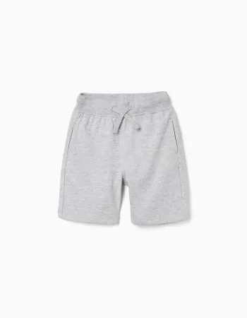 Fleece shorts with drawstring and side pockets for boys, light grey