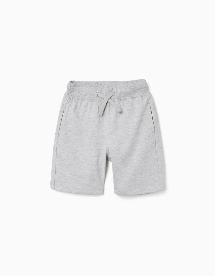 Fleece shorts with drawstring and side pockets for boys, light grey