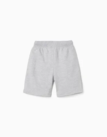 Fleece shorts with drawstring and side pockets for boys, light grey