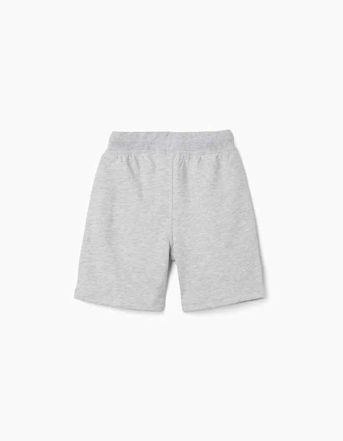 Fleece shorts with drawstring and side pockets for boys, light grey