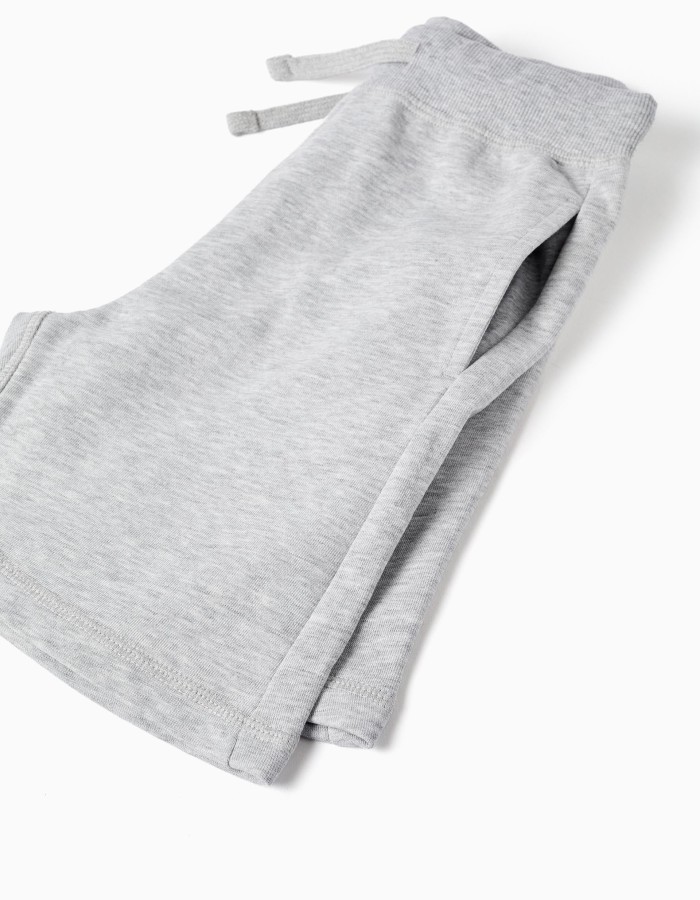 Fleece shorts with drawstring and side pockets for boys, light grey