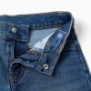 Midi denim shorts with five pockets for boys, blue