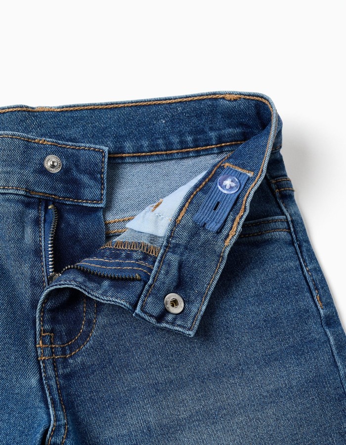 Midi denim shorts with five pockets for boys, blue