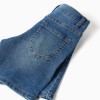 Midi denim shorts with five pockets for boys, blue