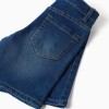 Midi denim shorts with five pockets for boys, dark blue