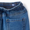 Midi denim pull-up shorts with drawstring for boys, blue