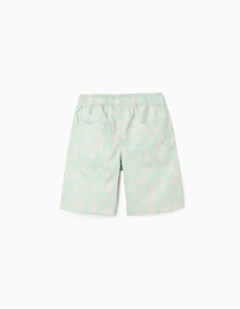 Midi twill shorts with beach motif for boys, light green
