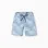 Midi denim shorts with checkered pattern for boys, blue