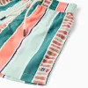 Striped swim shorts with drawstring for boys, orange/green