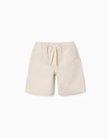 Long cotton shorts with drawstring Carolina Celas x Zippy for boys, beige