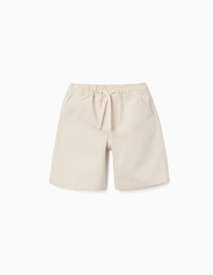 Long cotton shorts with drawstring Carolina Celas x Zippy for boys, beige