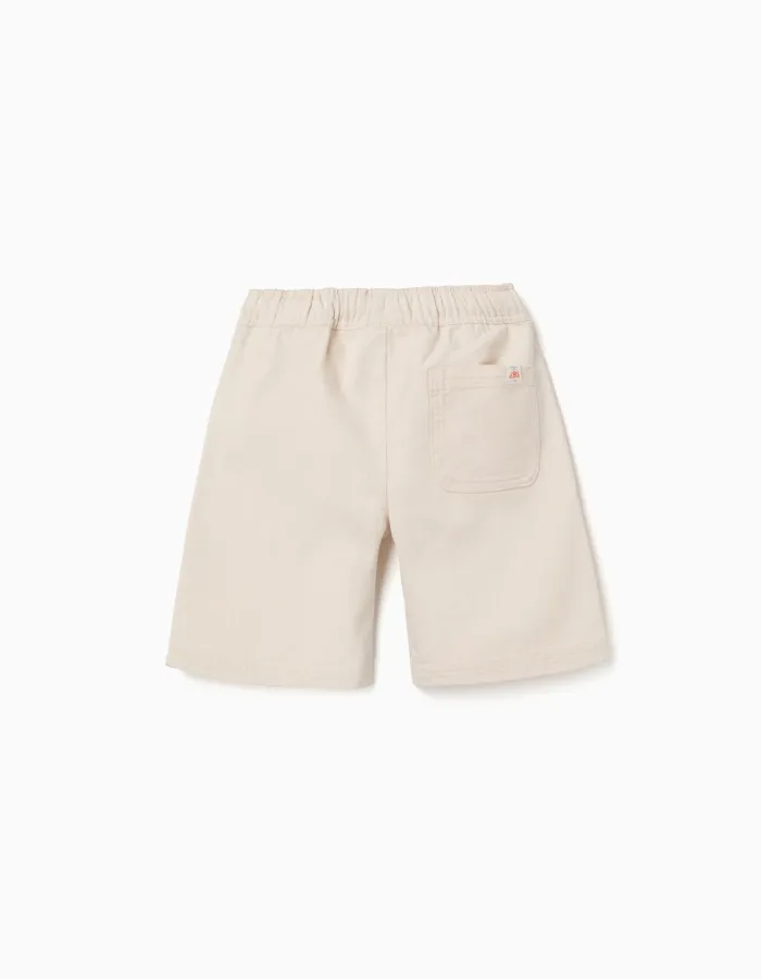Long cotton shorts with drawstring Carolina Celas x Zippy for boys, beige