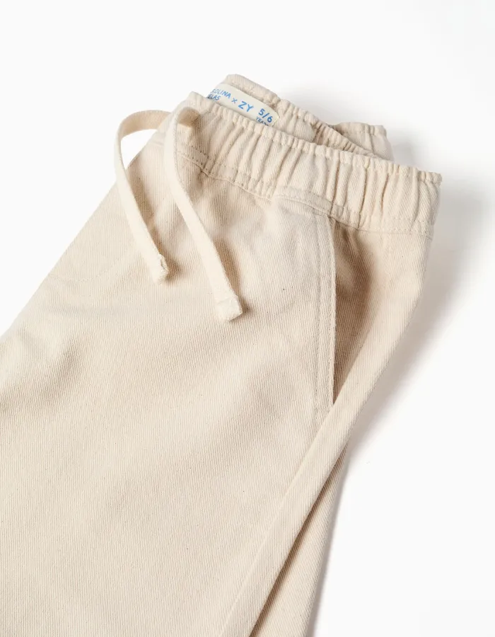 Long cotton shorts with drawstring Carolina Celas x Zippy for boys, beige