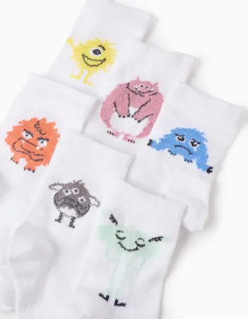 Pack of 6 Pairs of Socks for Children 'Emotions', White